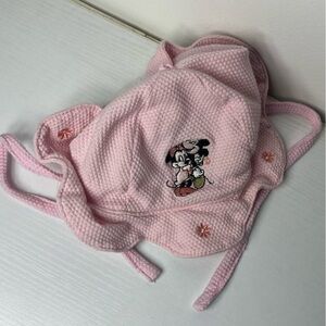 Disney Minnie Mouse Newborn Pink Cotton Bonnet Hat | Tie Chin | Baby Girl